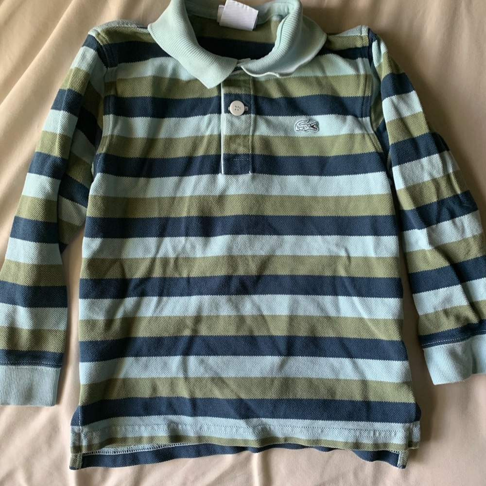Lacoste Boys long sleeve striped collared shirt